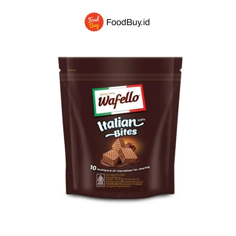 Wafello Italian Bites Wafer Rasa Coklat Pouch 97,5 gr